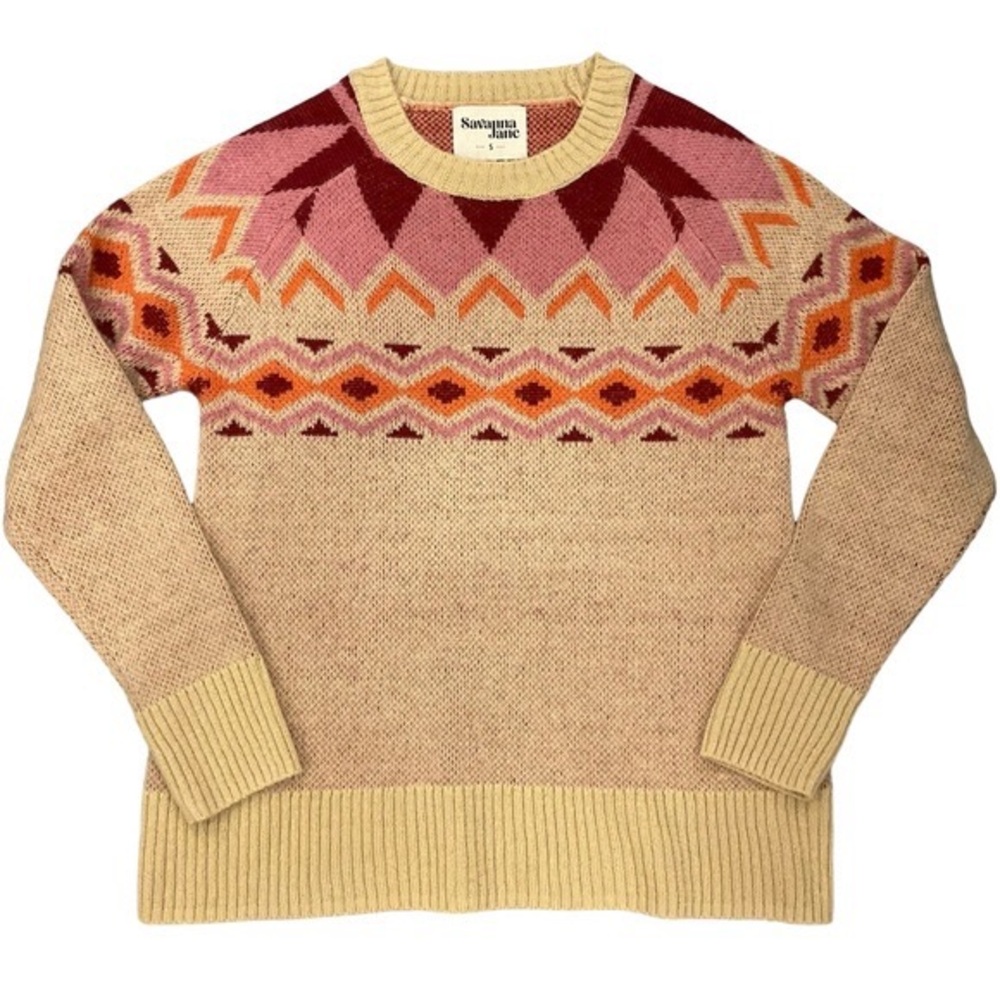 Savanna Jane Womans Knit Sweater Geometric Fair Isle
Pullover